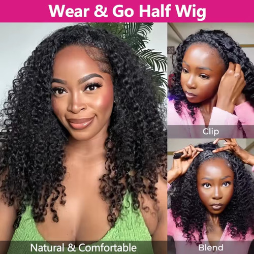 Curly half wig human - half,